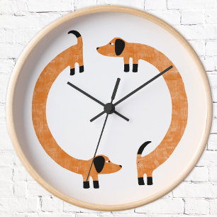 Funny Dachshund Sause Hund Rund Klocka