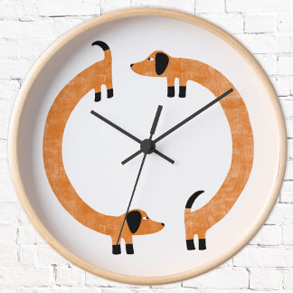 Funny Dachshund Sause Hund Rund Klocka