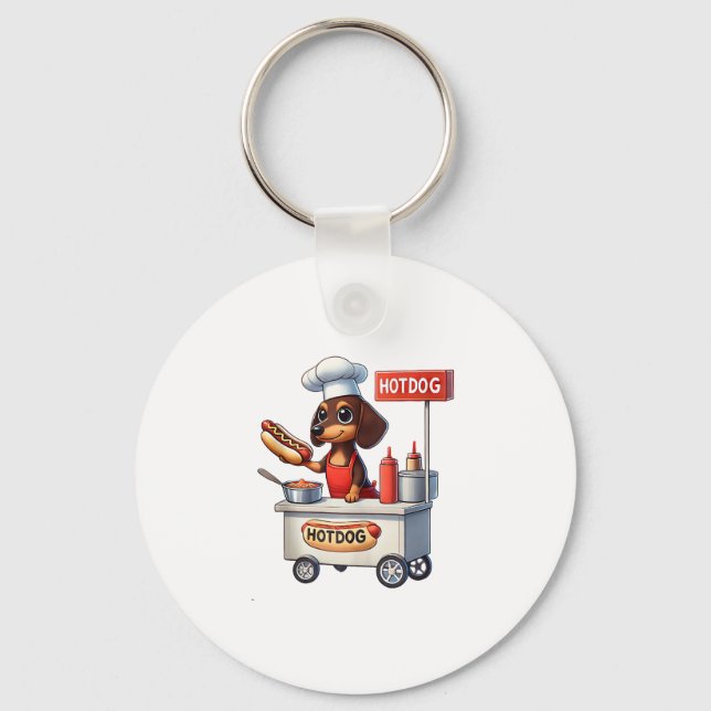 Funny Dachshund Sause Hund Weenie Hotdog Sandwich Nyckelring (Framsida)