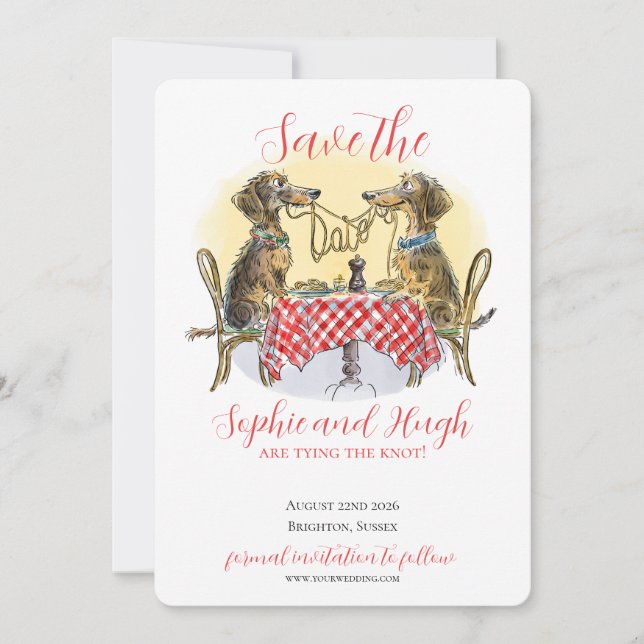 Funny Dachshund Save The Date Dog Lovers Card Spara Datumet (Framsida)