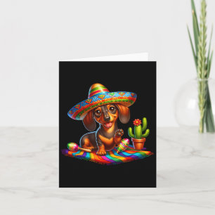 Funny Dachshund som säger Hi Cinco De Mayo Sombrer Kort