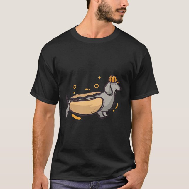 Funny Dachshund Teckning Hett Dog Humor T Shirt (Framsida)