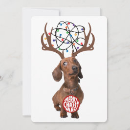 Funny Dachshund Wiener Hund Antlers God jul Julkort