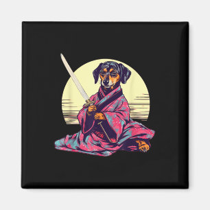 Funny Dachshund Wiener Hund japansk Tattoo Ukiyoe Magnet