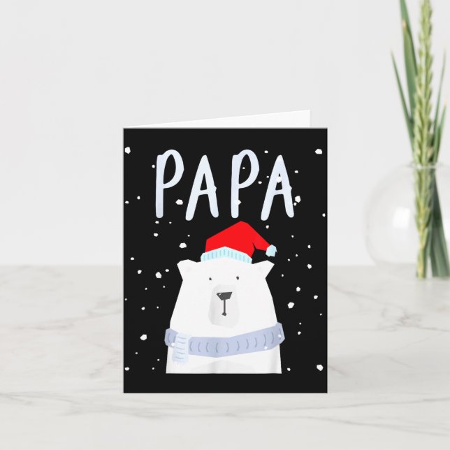 Funny Dad Bear Christmas Saint Hat Couples Family  Kort (Framsida)