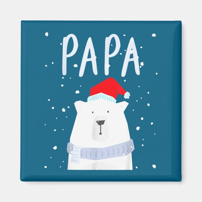 Funny Dad Bear Christmas Saint Hat Couples Family  Magnet (Framsidan)