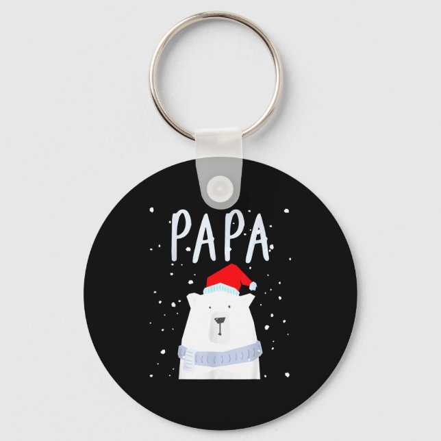 Funny Dad Bear Christmas Saint Hat Couples Family  Nyckelring (Framsida)
