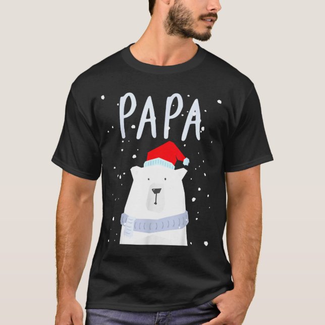 Funny Dad Bear Christmas Saint Hat Couples Family  T Shirt (Framsida)