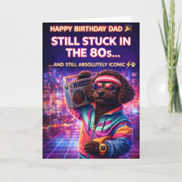 Funny Dad Birthday Card 80s Retro Dog Kort