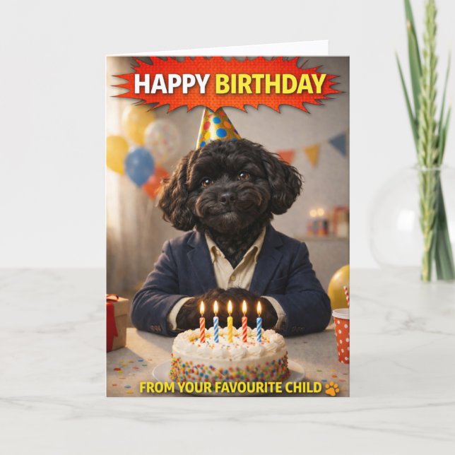 Funny Dad Birthday Card Dog Favourite Child Kort (Framsida)