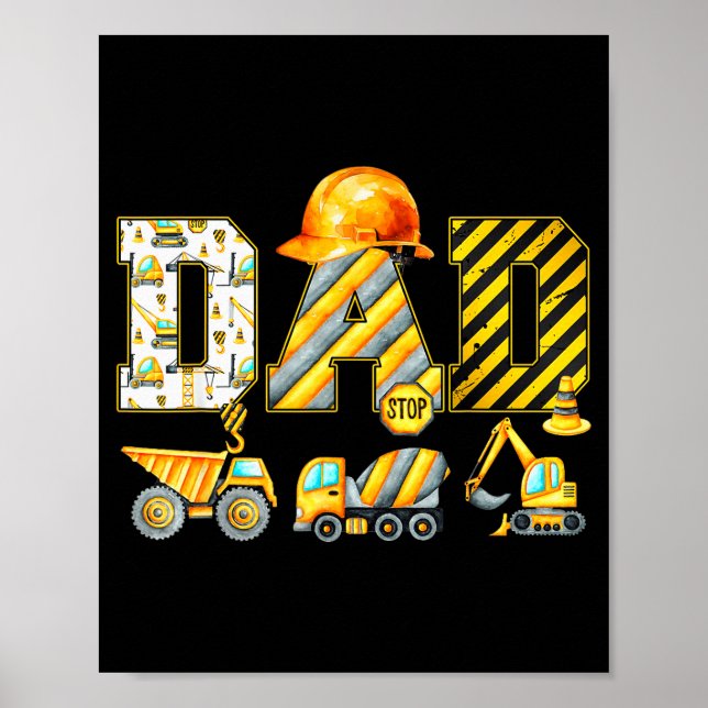 Funny Dad Construction Excavator Kids Matching Fam Poster (Framsidan)