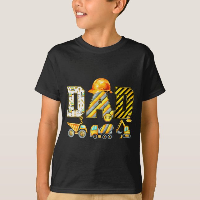 Funny Dad Construction Excavator Kids Matching Fam T Shirt (Framsida)