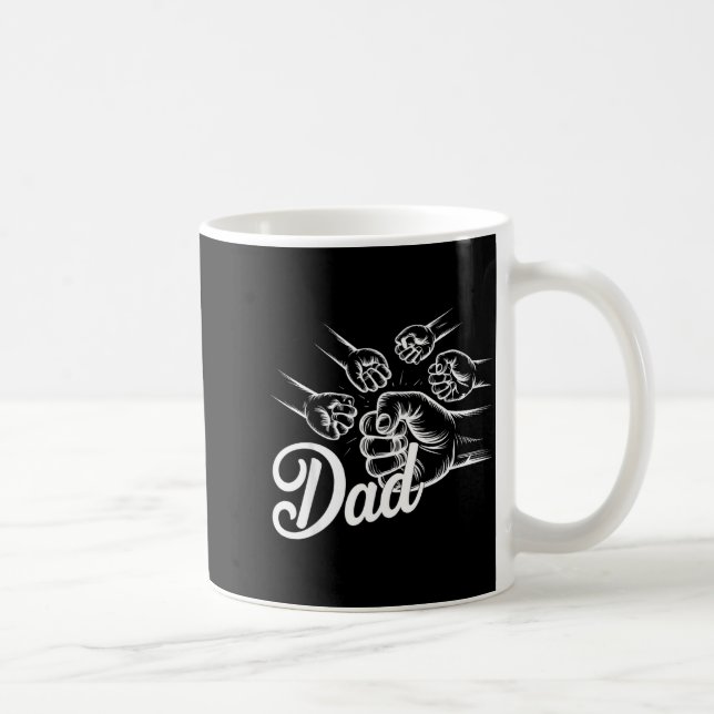 Funny Dad Of Four Toddler Kids Fathers Day Fist Bu Kaffemugg (Höger)