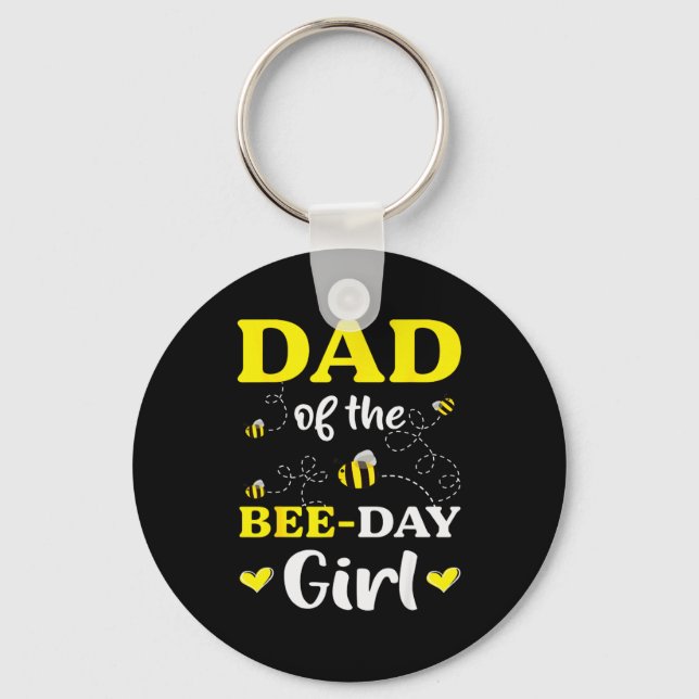 Funny Dad Of The Bee Day Girl Birthday  Nyckelring (Framsida)