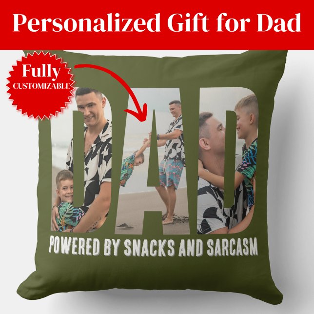 Funny Dad Photo Collage Throw Pillow Kudde (Funny Dad Photo Collage Throw Pillow)