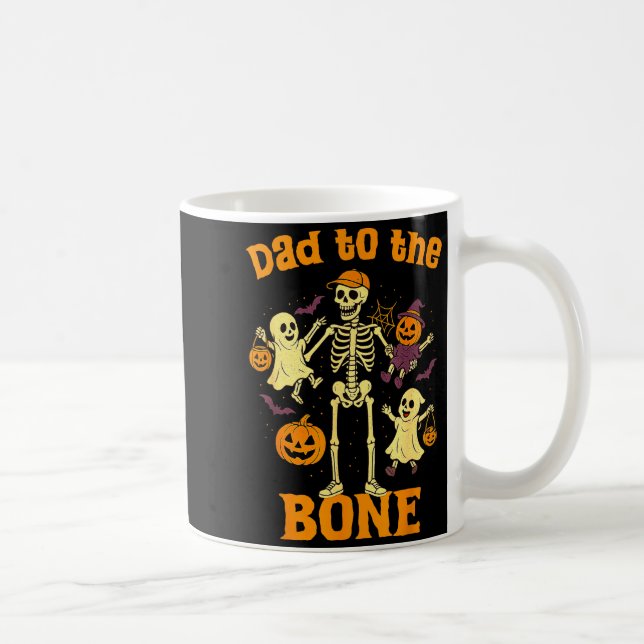 Funny Dad To The Bone Skeleton With Kids Halloween Kaffemugg (Höger)