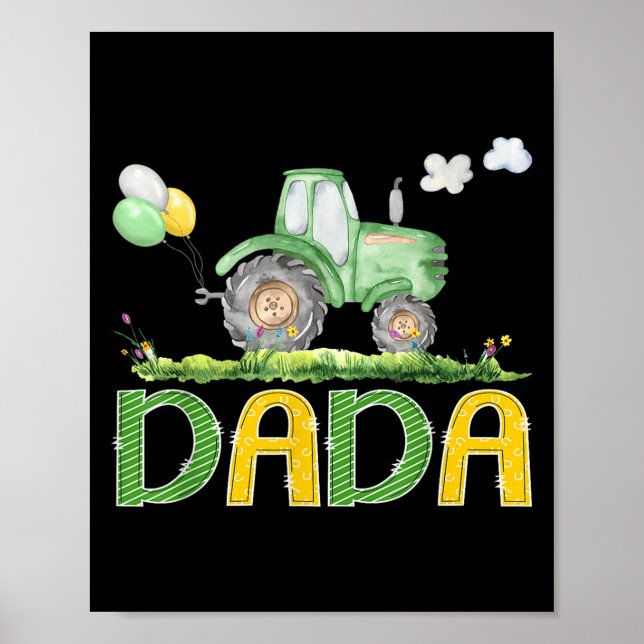 Funny Dada Birthday Boy Tractor Farm Lastbil Match Poster (Framsidan)