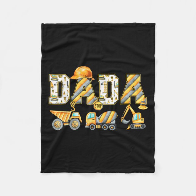 Funny Dada Construction Excavator Kids Matching Fa Fleecefilt (Framsidan)