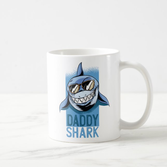 Funny DADDY SHARK Fars dag Birthday Gift Anpassnin Kaffemugg (Höger)