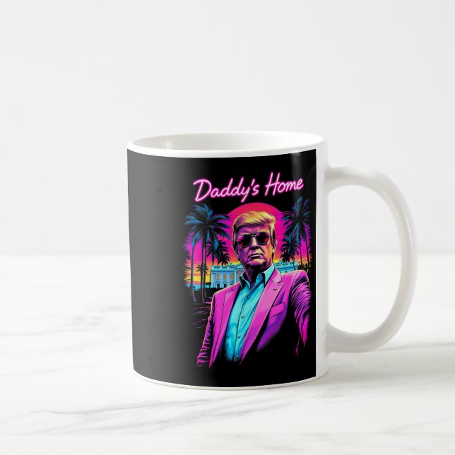 Funny Daddys Home White House Trump Rosa 2024 Retr Kaffemugg (Höger)