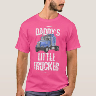 Funny Daddy's Little Trucker Boys Girl Semi Truck T Shirt