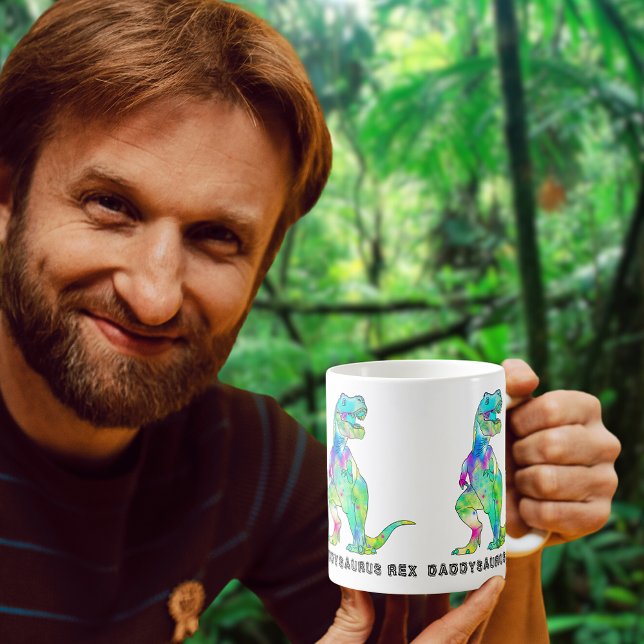 Funny Daddysaurus T-Rex Kaffemugg (Daddysaurus rex funny colorful dinosaur dad coffee mug Father’s Day gift)