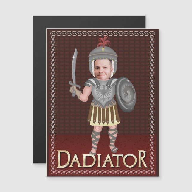 Funny Dadiator Fars dag| Foto från Anpassningsbar  Magnetisk Inbjudningskort (Fram/baksida)
