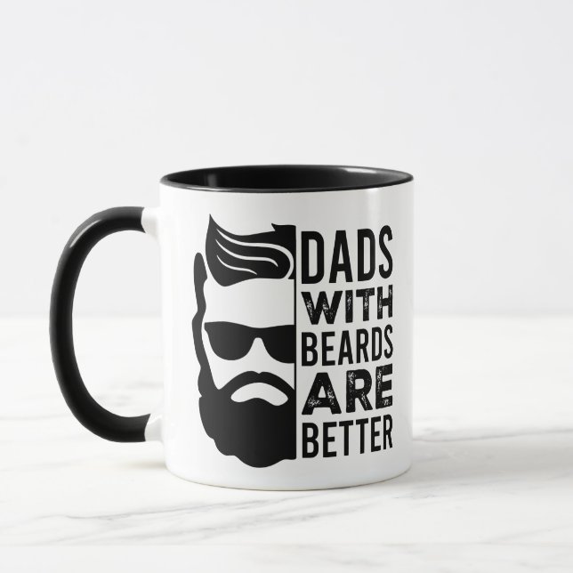 Funny Dads with Beards Quote Black Graphic Mug Mugg (Vänster)
