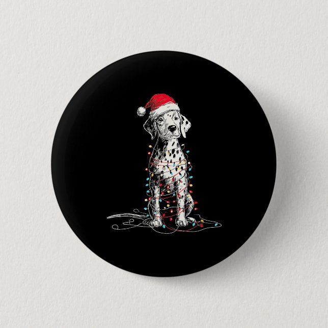 Funny Dalmatian Christmas Graphics Dog Lights Love Knapp (Framsida)