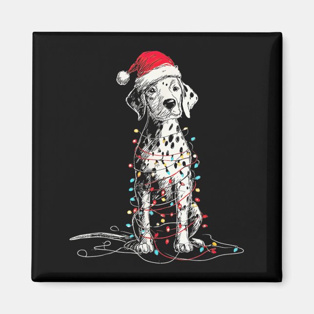 Funny Dalmatian Christmas Graphics Dog Lights Love Magnet (Framsidan)