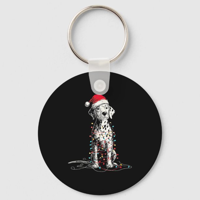 Funny Dalmatian Christmas Graphics Dog Lights Love Nyckelring (Framsida)