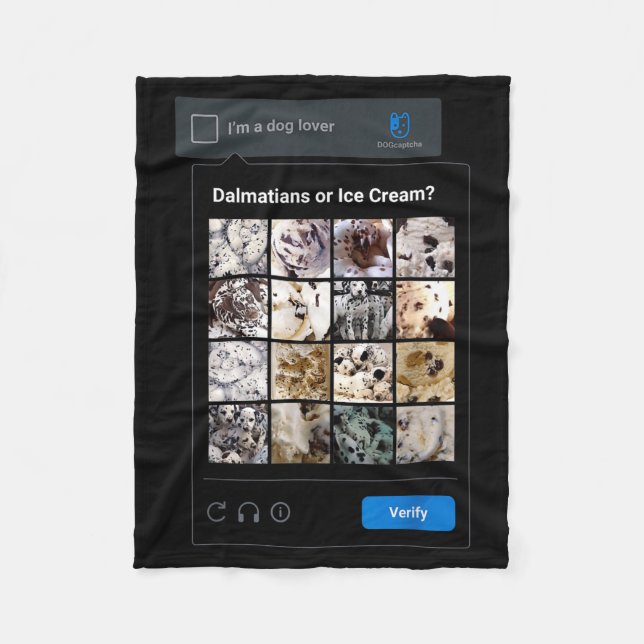 Funny Dalmatian Or Ice Cream Meme Dog Mom Dog Dad  Fleecefilt (Framsidan)