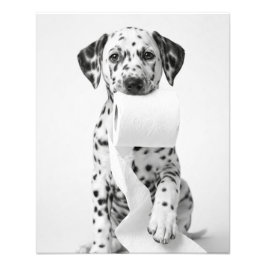 Funny Dalmatian Puppy Holding Toilet Paper Minimal Fototryck
