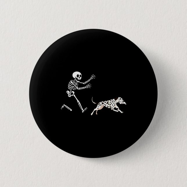 Funny Dalmatian Running Skeleton Halloween  Knapp (Framsida)
