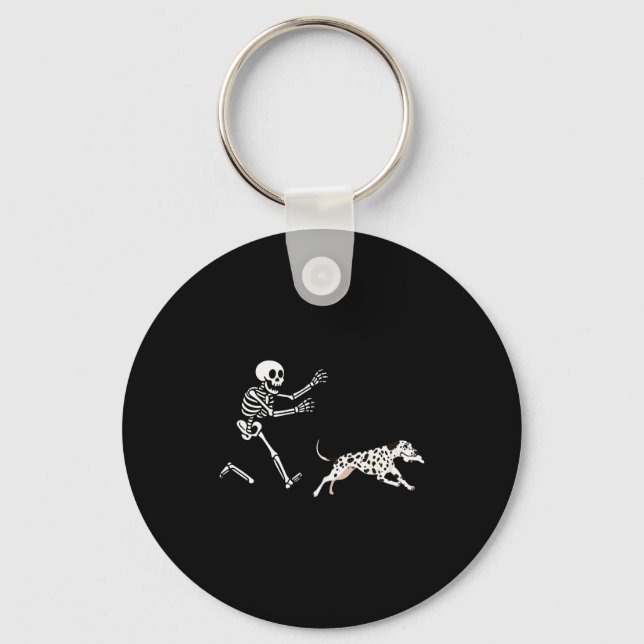 Funny Dalmatian Running Skeleton Halloween  Nyckelring (Framsida)