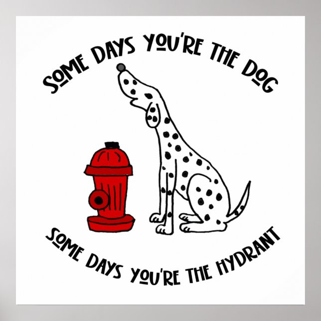 Funny Dalmatisk Hund och Tecknad för brandhydrant Poster (Framsidan)