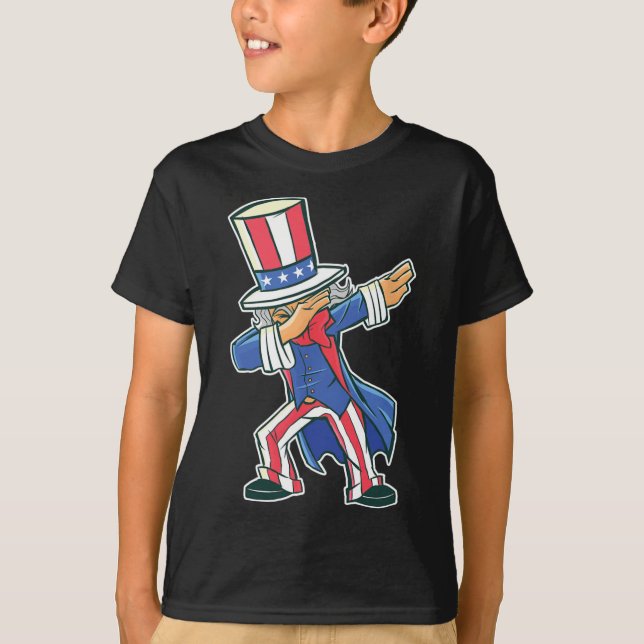 Funny Dancing Dabbing farbror Sam 4:e juli Boys G T Shirt (Framsida)