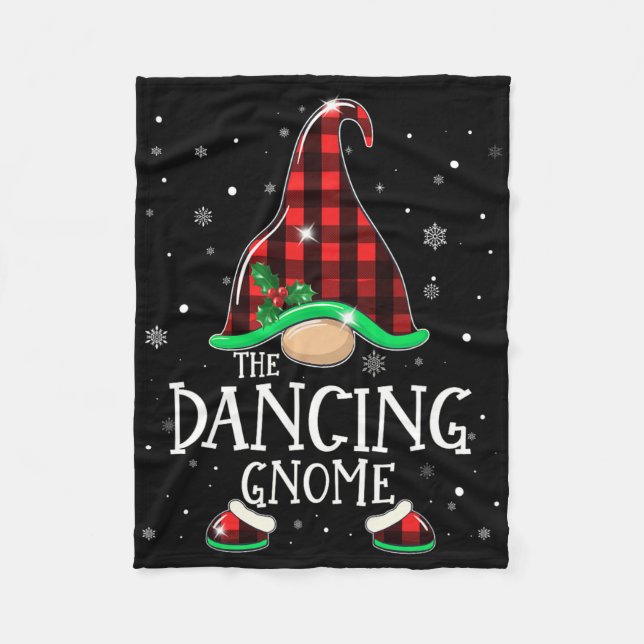 Funny Dancing Gnome Buffalo Play Matching Christm Fleecefilt (Framsidan)