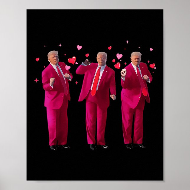 Funny Dancing Heart Kiss Valentine Poster (Framsidan)