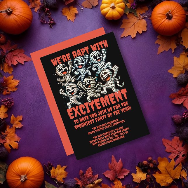 Funny Dancing Mummies Rapt with Excitement Inbjudningar (Funny Dancing Mummies Rapt with Excitement Invitation Cover Photo)
