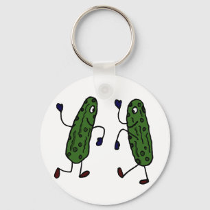 Funny Dancing Pickles Art Nyckelring