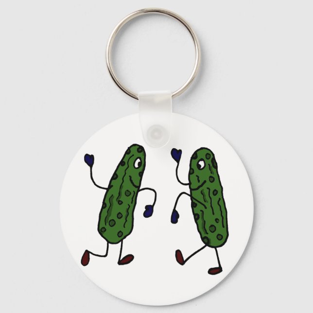 Funny Dancing Pickles Art Nyckelring (Framsida)