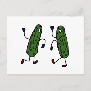 Funny Dancing Pickles Art Vykort
