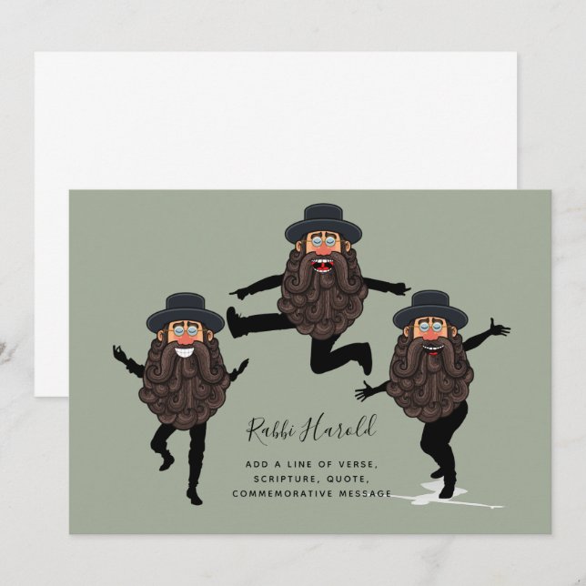 FUNNY Dancing RABBI-Personlig med text (Fram/baksida)