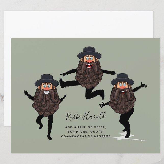FUNNY Dancing RABBI-Personlig med text (Fram/baksida)