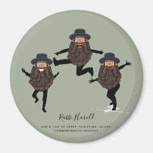 FUNNY Dancing RABBI-Personlig med text Magnet