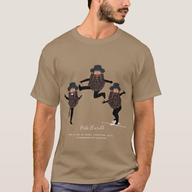 FUNNY Dancing RABBI-Personlig med text T Shirt (Framsida)