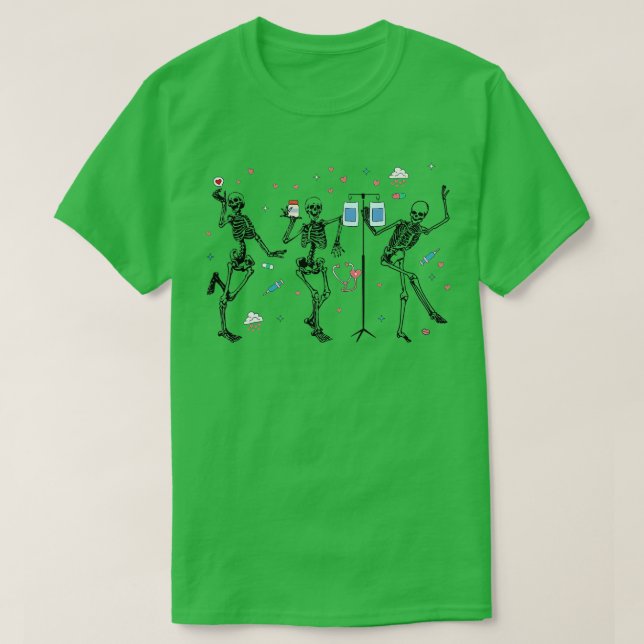 Funny Dancing Skeleton Alla hjärtans dag Nurse T Shirt (Design framsida)