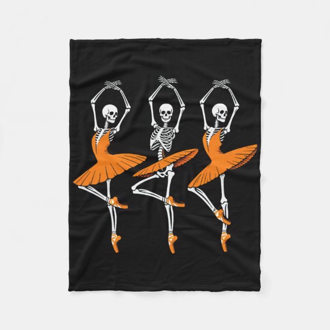 Funny Dancing Skeleton Ballerina Women's Girl Fleecefilt (Framsidan)