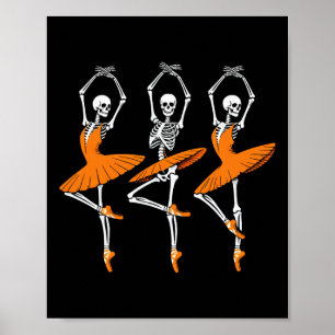 Funny Dancing Skeleton Ballerina Women's Girl Poster
